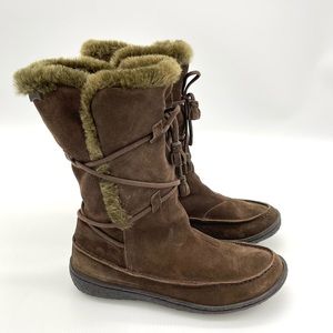 Camper Contact Earth Brown Suede Leather Fur Lined Boots Size 7